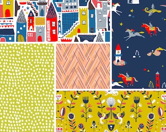 Curated 5 PC Fat Quarter Bundle "ROAR" Collection by Dashwood Studio Quilting Fabric - 100% cotton - crafting, doll making, quilting etc