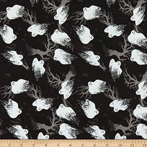 Spooky Night Ghost by Fabric Editions 15118 Quilting Fabric - 100% cotton - great for crafting, doll making, quilting, etc. BY THE 1/2 YARD