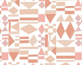 Perzik geometrisch van Dear Stella Quiltstof - 100% katoen - 1/2 YD KNIPPEN