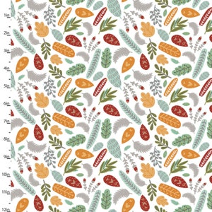 Leaves on White Quilting Fabric - 100% cotton -  1/2 YD CUTS