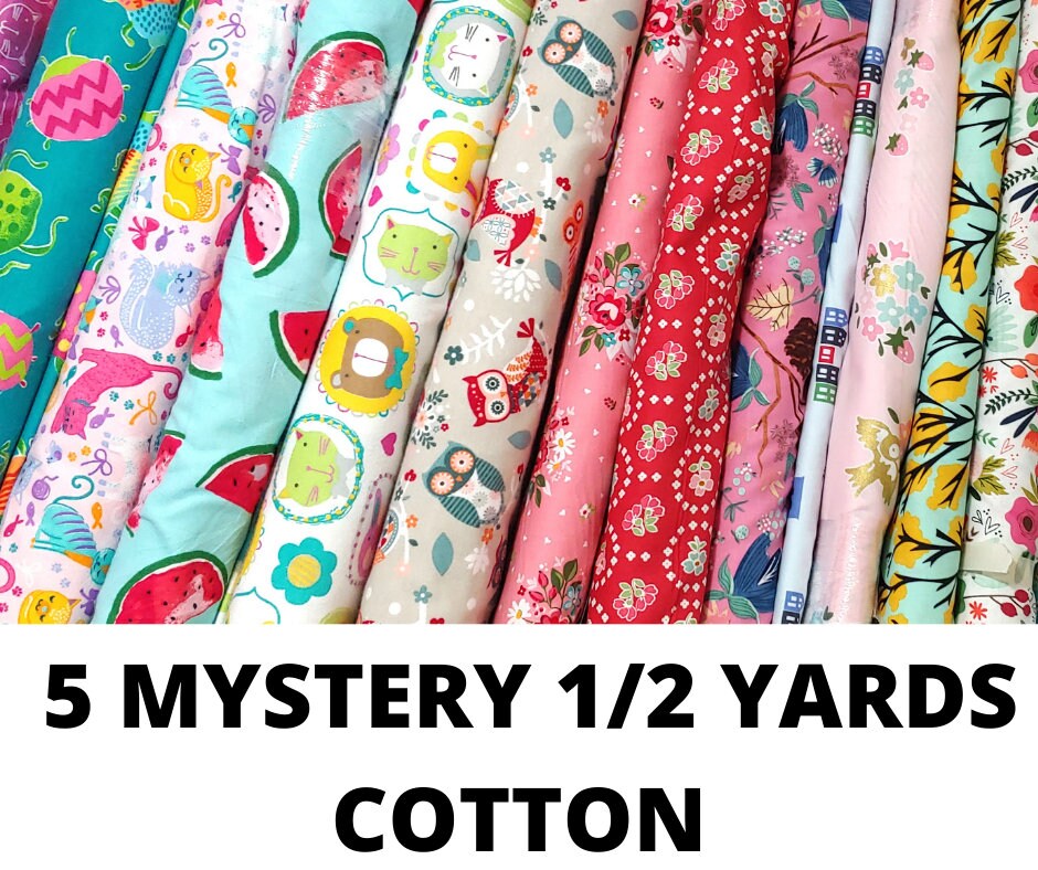 5 x 1/2 YDS of SURPRISE ME Quilting Fabric - 100% cotton - crafting, doll making, Half yard cuts in separate pieces