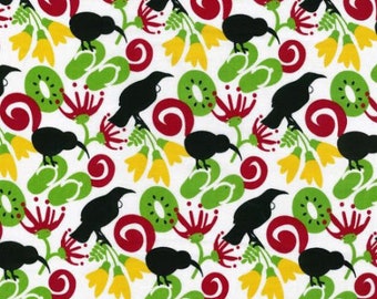 Kiwi Express on White by Nutex Quilting Fabric - 100% cotton -  1/2 YD CUTS