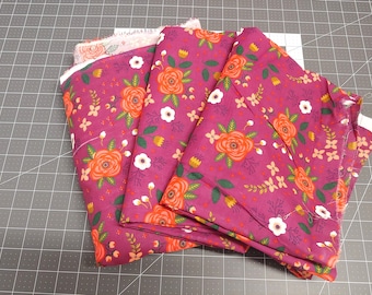 4 YD Double Gauze Cotton Floral SCRAP Pack - Large pieces with some DAMAGES