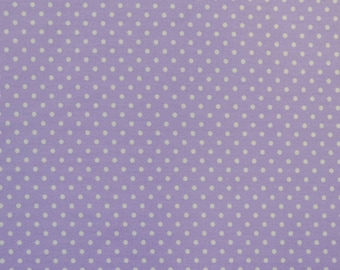 1 YD PRE-CUT Mini Polka Dot White on Lilac Quilting Fabric - 100% cotton - great for crafting - Fabric by the Yard -