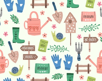 In de tuin van Clementine & Fiona quiltstof - 100% katoen - ideaal voor knutselen, enz. Verkocht op maat gesneden