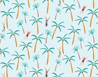 Palm Trees and Swimmers by Dear Stella Quilting Fabric - 100% cotton -  1/2 YD CUTS