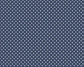 Small Polka Dots on Navy Quilting Fabric - 100% cotton -  1/2 YD CUTS