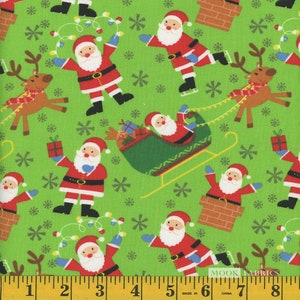 Tis the Season Santa on Sleigh Metallic Christmas Quilting Fabric 49679 by Santee Print Works - 100% cotton -  BY THE 1/2 YARD