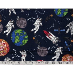 Space Journey Flannel Fabric - 100% cotton -  BY THE 1/2 YARD Super Snuggle