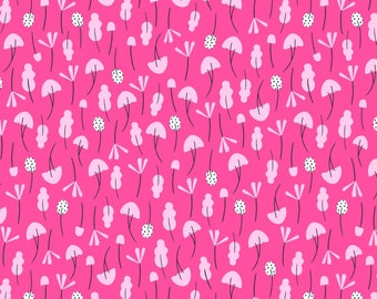 Pink Modern Floral Dashwood Studio Quilting Fabric - 100% cotton - great for crafting, doll making, quilting 1/2 YD CUTS Ditsy Punch 1444