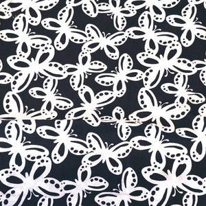 35" - LAST PIECE - Black and White Butterflies -  Quilting Fabric - 100% cotton