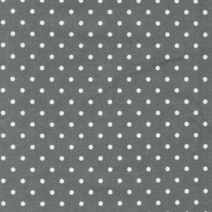 White Dots on Gray by Robert Kaufman 9255-12 Flannel Fabric - 100% cotton -  BY THE 1/2 YARD