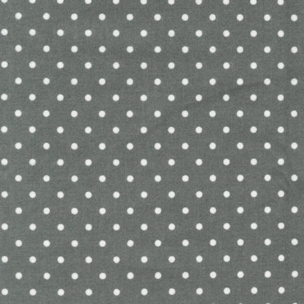 White Dots on Gray by Robert Kaufman 9255-12 Flannel Fabric - 100% cotton -  BY THE 1/2 YARD