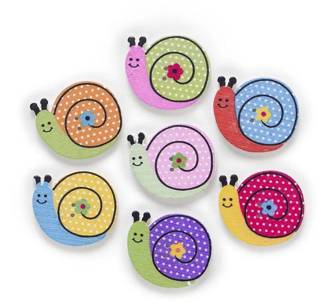 Snail #2 Wooden Buttons - Set of 6 - for Scrapbooking, Sewing, Arts ...