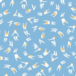 Tissu de courtepointe Swimmers on Blue by Dear Stella - 100 % coton - 1/2 YD CUTS