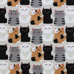 Close Together Cat Print Flannel Fabric - 100% cotton -  BY THE 1/2 YARD Super Snuggle