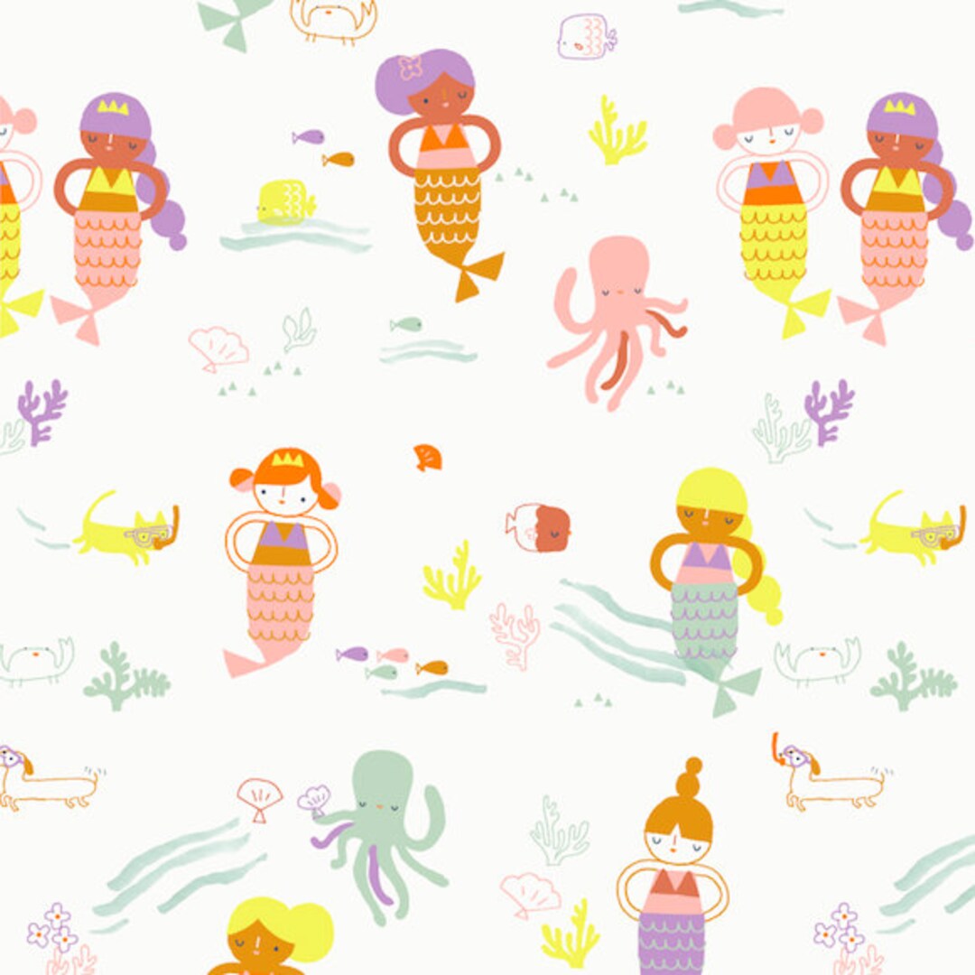 Under the Sea Mermaids by Dashwood Studio Quilting Fabric 100 Cotton 1