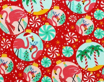 Tropical Ornaments - Super Snuggle Flannel Fabric - 100% cotton -  BY THE 1/2 YARD christmas flannel