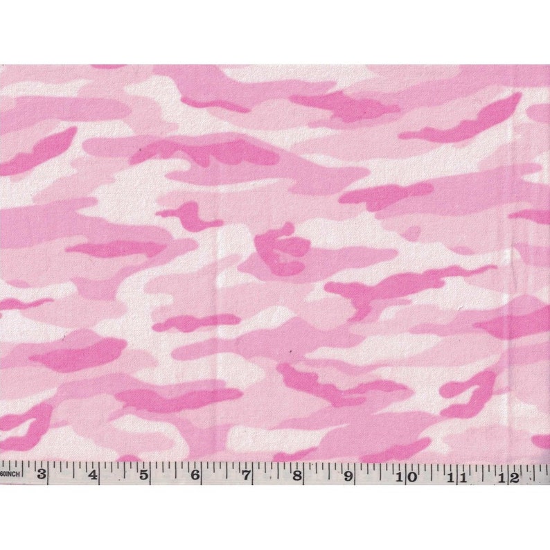 Pink Camouflage Camo Flannel Fabric 100 cotton BY THE Etsy