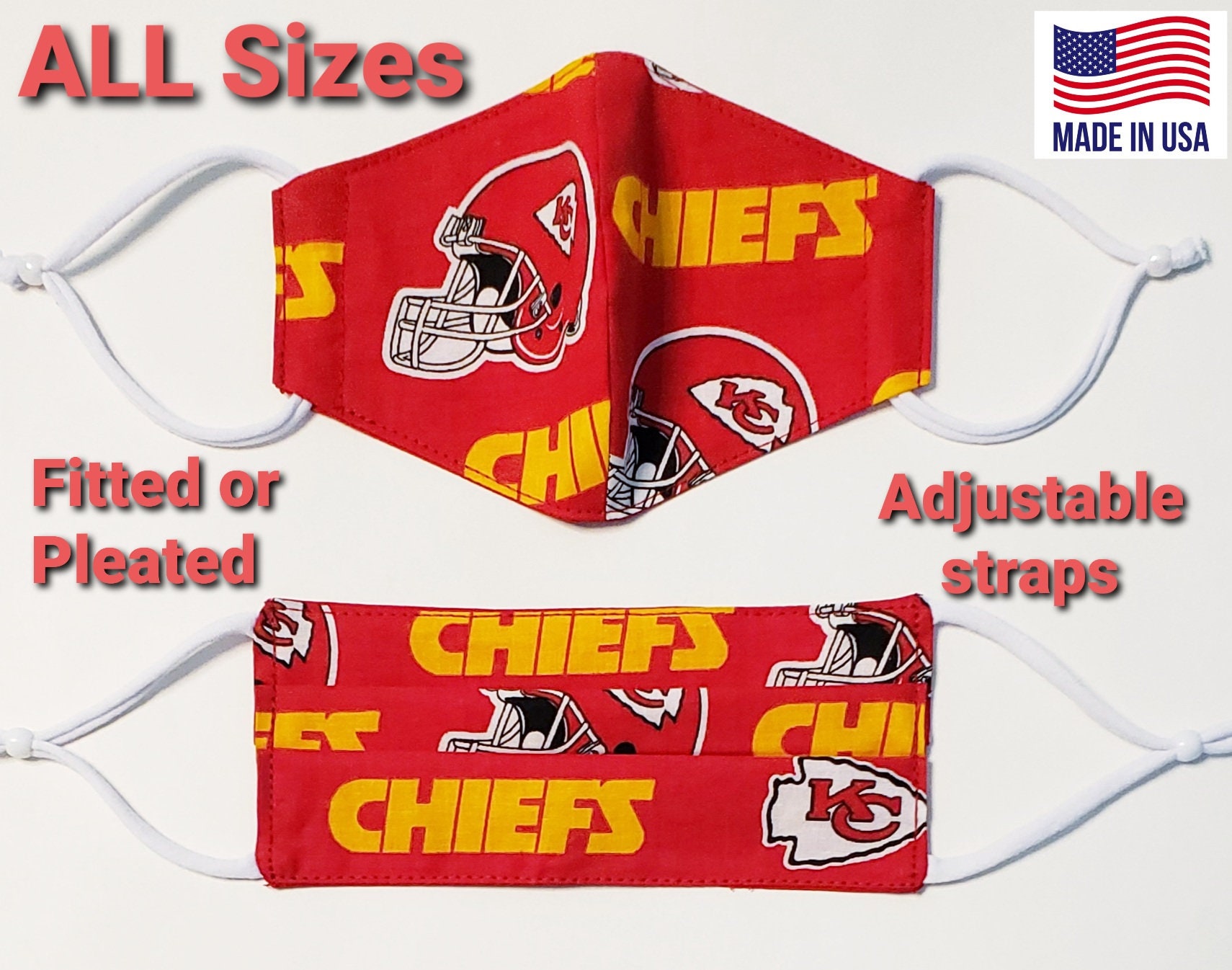 Kansas City Chiefs Face Mask, Football Face Mask, Washable Face Mask