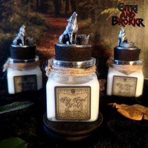 Big Bad Wolf Scented Candle – Little Red Riding Hood Tales Soy Wax Reusable Jar Decorative Handmade Soy Wax