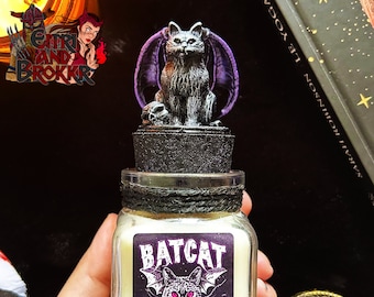 Batcat the Vampire Cat Candle - Mysterious Scent, Soy Wax, vampire, Halloween and witchy decor, Unique Gift for Cat Lovers