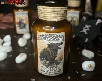 Nordic Gods Candle - Fenrir - Choice of Scent - Honoring the Giant Wolf of Mythology for His Fury and Role in the End Times