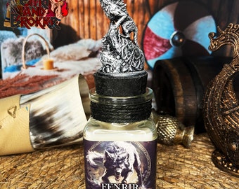 Fenrir Candle - Essence of Ragnarok, Nordic Mythological Gift, Mystical Wolf Decor for Viking Lovers