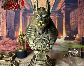 Bust of Anubis – Egyptian Figurine - Egyptian God - Hand Painted Figurine