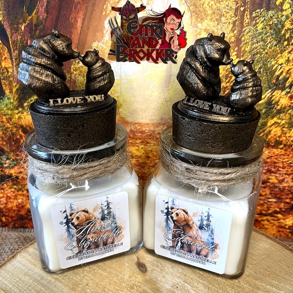 Bougie Prénom personnalisé “I love you” Ours – Parfum au choix - Ideal fêtes des meres, cadeau amour etc