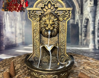 Fantasy Lion Incense Fountain - Ceramic Incense Holder with Backflow, Zen Decor, Unique Gift for Yoga Lovers