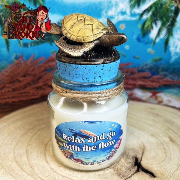 Bougie Tortue – Relax and Go With the Flow - ambiance tortue marine dans l'ocean avec les poissons