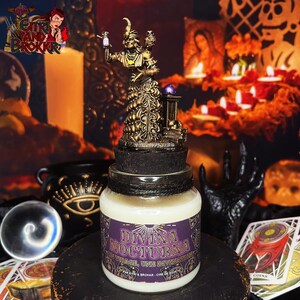 Bougie Divina Nocturna – Tarot & divination | Cire soja artisanale | Ambiance ésotérique | Sorcière, oracle, voyance mystique