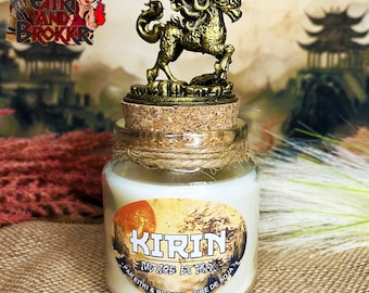 Scented candle "Kirin Candle – Pixiu, Feng Shui decor Kirin Pi Yao, kylin, unicorn figurine, guardian of the lion temple Foo-Dogs, Fengshui