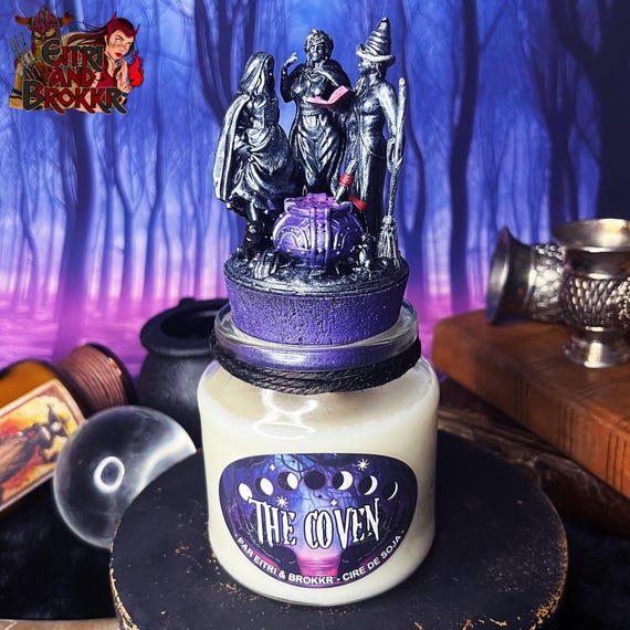 The Coven Bougie Parfumée – Cercle des Sorcières, Décoration Mystique, Ambiance Witchy, Cire de Soja, Cadeau Envoûtant