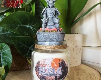 Bushi – Samurai Warrior Scented Candle, Japanese Decoration, Bushido Spirit, Handmade Soy Wax