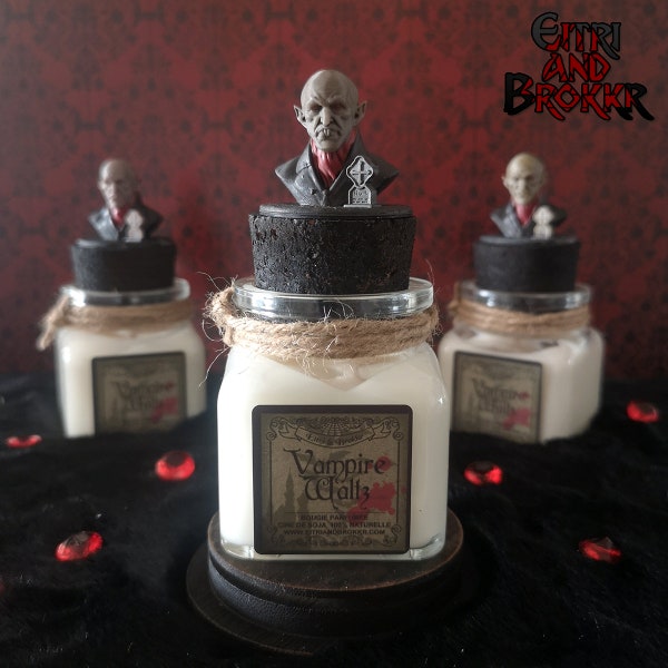 Bougie parfumée Vampire Waltz – La valse des Vampires à la cire de soja avec pot réutilisable décorative fait à la main cire de soja