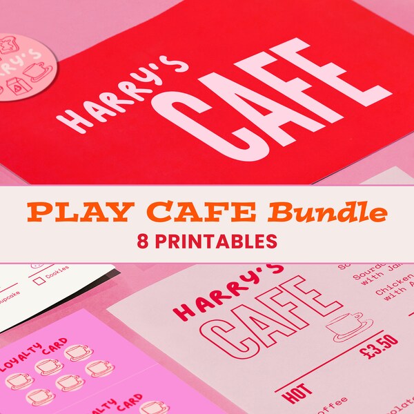 Cafe Pretend Play Printables | Children’s Coffee Shop Dramatic Play Instant Download | Canva Play Kitchen Printables | Montessori Printable