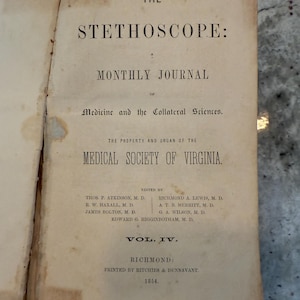 Vintage Medical Book | 1854 The Stethoscope: a Monthly Journal of Medicine and Collateral Sciences | Antique Doctor Hardcover