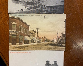 Harbor Springs / Harbor Point Michigan - Werbepostkarte - W S Darling - The Indian Curio Man - c1950s - B & W / Colorized