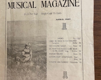 Perry's Musical Magazine - April 1940 Volume 1 - 59th Year - Sheetmusic - Articles  - Vintage etc