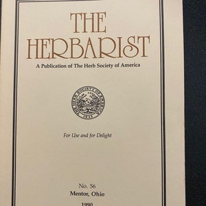 The Herbarist - Publication of the Herb Society of America - 1990 No 56 - Herbalist Journal Magazine -  Guide - Reference Information