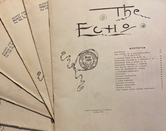 The Echo 1896  - Student Publication of Olivet College - Olivet Michigan - Choose Issue - Vintage Advertisements - Student Life etc