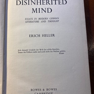 The Disinherited Mind Essays in Modern German Literature and Thought - Erich Heller - 1952 - Literary Criticism