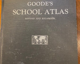 Goode's School Atlas Físico Político Econômico - 1946 - Mapas Mundiais Coloridos - Fatos Pessoas Economia Animais - Zonas etc.