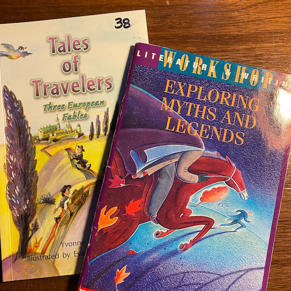 Pick 1) Tales of Travelers 3 European Fables - Y Coppard 2008 or 2) Exploring Myths & Legends 1992- Fairy Tales Short Stories - Old Classics
