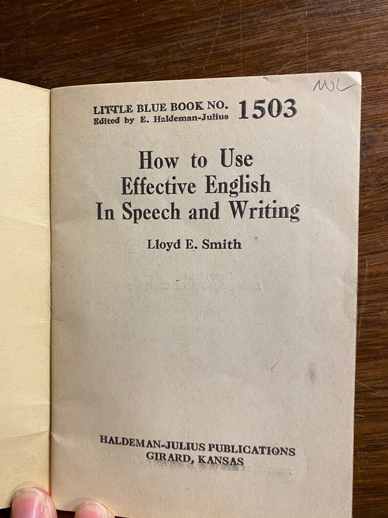 Rare Pamphlet How to Use Effective English : Little Blue Book No 1503 Lloyd E. Smith c1925 English Language Construction image 3