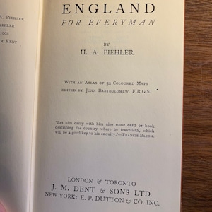 England For Everyman With Atlas - H A Piehler - 1935 - Travel and History -  look at places and Cities in Britain / United Kingdom
