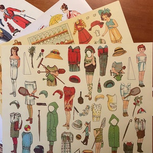 Vintage German Paper Doll Sheets - Truck Und Verlag von Gustav Kuhn in Neuruppin / National Museum Reproduction sheets / Paper Dolls - 1980 Children / Sports