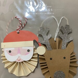 Origami Typ Weihnachten Weihnachtsmann / Rentier Geschenkanhänger - bereit für die Personalisierung - 2013 neu unbenutzt - 5 "x 3""